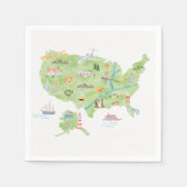Serviette En Papier États-Unis d'Amérique Carte illustrée (Devant)
