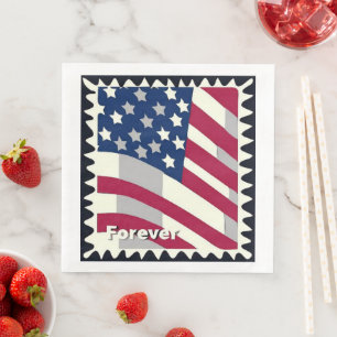 SERVIETTE EN PAPIER ÉTATS-UNIS D'AMÉRIQUE DRAPEAU FOREVER STAMP