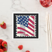 SERVIETTE EN PAPIER ÉTATS-UNIS D'AMÉRIQUE DRAPEAU FOREVER STAMP (En situation)