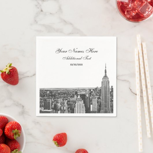 Serviette En Papier Etch Look NYC Skyline Silhouette, ESB (En situation)