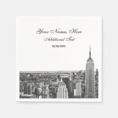Serviette En Papier Etch Look NYC Skyline Silhouette, ESB (Devant)