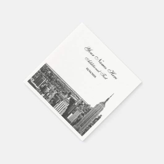 Serviette En Papier Etch Look NYC Skyline Silhouette, ESB (Coin)