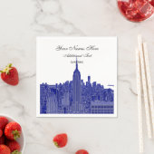Serviette En Papier Etch Look NYC Skyline Silhouette, ESB (En situation)