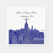 Serviette En Papier Etch Look NYC Skyline Silhouette, ESB (Devant)