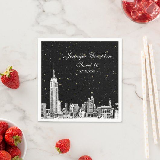 Serviette En Papier Etched NYC Skyline Starry do-it-yourself BG Sweet  (En situation)