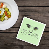 Etching noir du visage de chat yeux verts