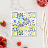 Serviette En Papier Été agrumes siciliens majolica méditerranéenne (En situation)
