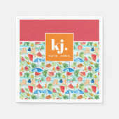 Serviette En Papier Été amusant Monogramme élégant (Devant)