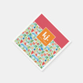 Serviette En Papier Été amusant Monogramme élégant (Coin)