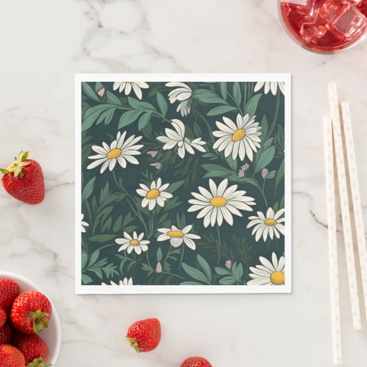 Serviette En Papier Été blanc pâté de marguerite (En situation)