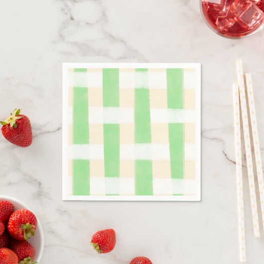 Serviette En Papier Été carreau vert (En situation)