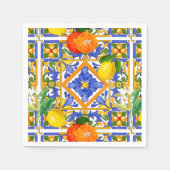Serviette En Papier Été, Carreaux siciliens, agrumes, oranges, majolic (Devant)