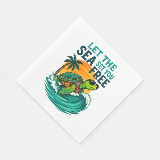 Serviette En Papier Été cool - Vibes de tortues marines (Coin)