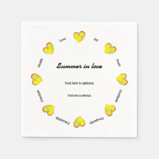 Serviette En Papier Été d'amour -Plage ou Lac- Texte central personnal