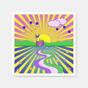 Serviette En Papier Été d'amour Psychédélique Soixante-dix Sunburst