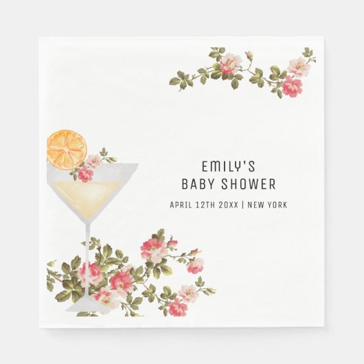 Serviette En Papier Été Floral Brunch Bubbly Champagne Baby shower (Devant)