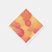 Serviette En Papier Été /Floral Rouge/Orange/Jaune (Coin)
