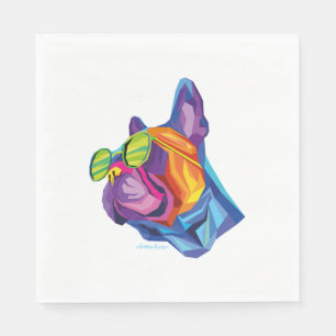 Serviette En Papier Été Français Bulldog Chiot coloré