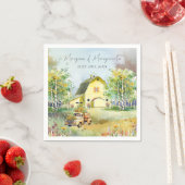 Serviette En Papier Été Grange Jaune Cocktail Napkin (En situation)
