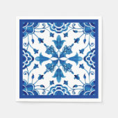 Serviette En Papier Été Méditerranée mosaïque de fleurs (Devant)