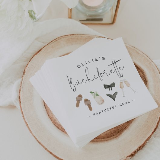 Serviette En Papier Été Neutres Personnalisé Bachelorette Party