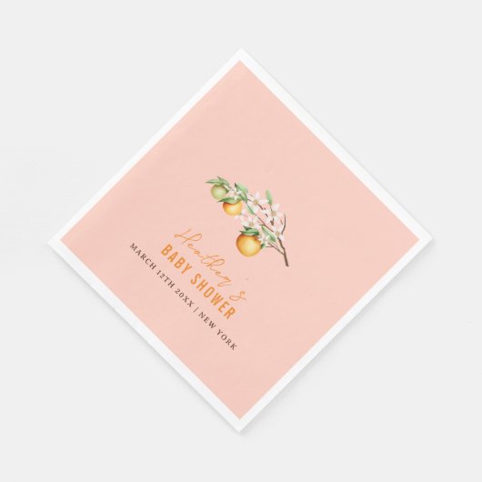 Serviette En Papier Été Orange Citrus Clementine Baby shower (Coin)