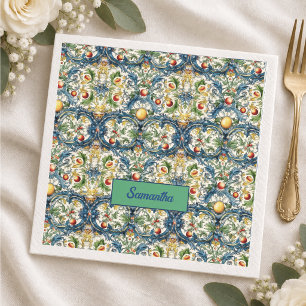 Serviette En Papier Été, oranges siciliennes méditerranéennes majoliqu