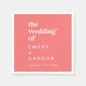 Serviette En Papier Été rétro | Mariage rose chaud (Devant)