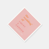 Serviette En Papier Été rétro | Mariage rose et orange (Coin)