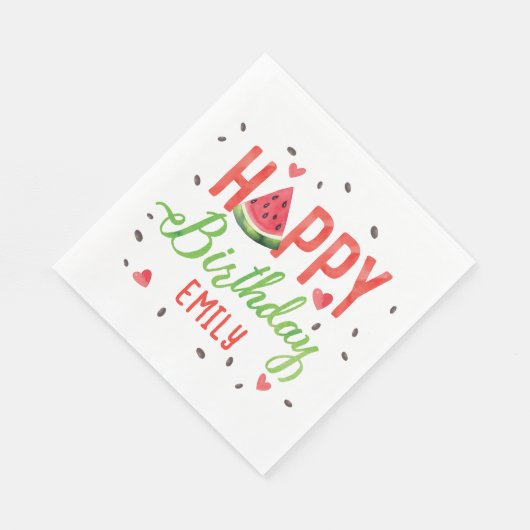 Serviette En Papier Eté Rouge pastèque Fille à thème Anniversaire (Coin)