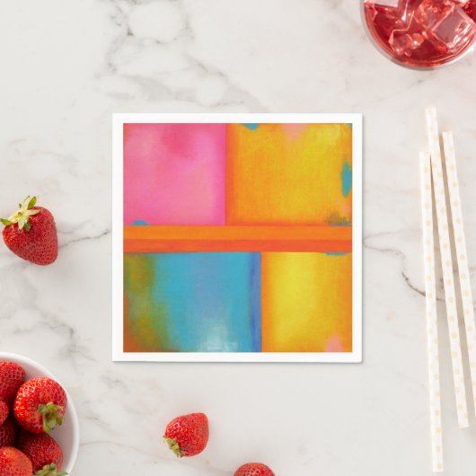 Serviette En Papier ÉTÉ, SOLEIL & MER - Bleu rose bleu Abstrait (En situation)