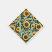 Serviette En Papier Été/tournesol/oiseau (Coin)