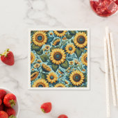 Serviette En Papier Été/tournesol/oiseau (En situation)