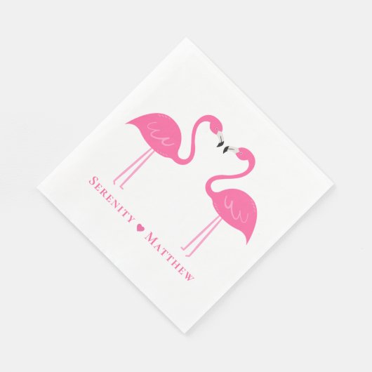 Serviette En Papier Été Tropical Cute Flamant rose rose Mariage servie (Coin)