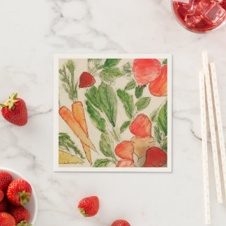 Serviette En Papier Été Végétation jardin d'aquarelle carottes bettera