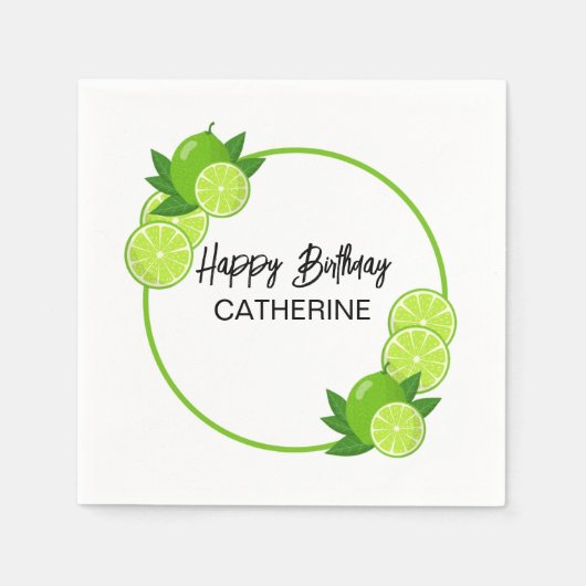 Serviette En Papier Été Vert Citrus Citrus Anniversaire (Devant)