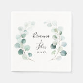 Serviette En Papier Été Vert Eucalyptus Mariage de feuillage Napkin (Devant)