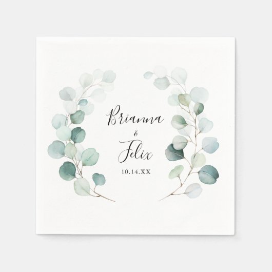 Serviette En Papier Été Vert Eucalyptus Mariage de feuillage Napkin (Devant)