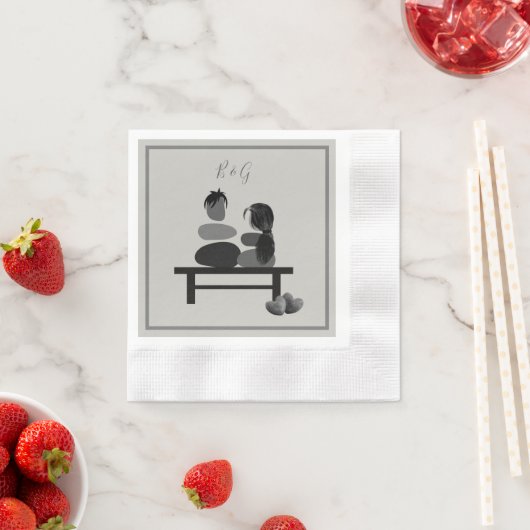 Serviette En Papier Eternal Stone couple Boho mariage (En situation)