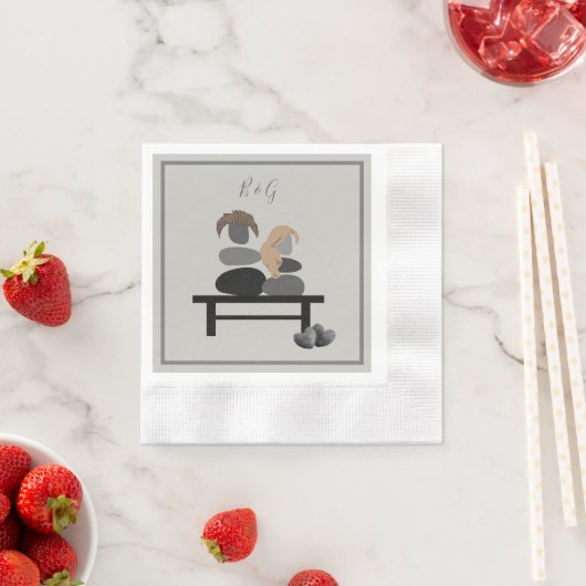 Serviette En Papier Eternal Stone couple Boho mariage (En situation)