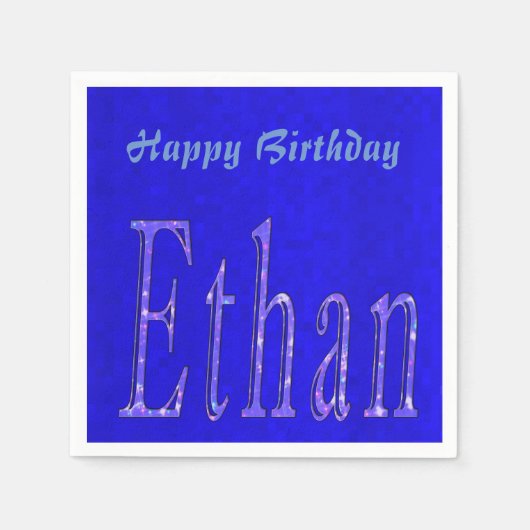 Serviette En Papier Ethan, Nom, Logo, Bon Anniversaire, (Devant)