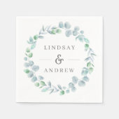 Serviette En Papier Ethereal Eucalyptus couronne Dusty Mariage bleu (Devant)