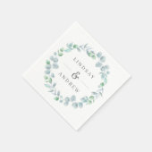 Serviette En Papier Ethereal Eucalyptus couronne Dusty Mariage bleu (Coin)