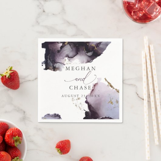 Serviette En Papier Ethereal Moderne Dusty Vin Plum Serviettes Abstrai (En situation)