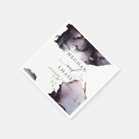 Serviette En Papier Ethereal Moderne Dusty Vin Plum Serviettes Abstrai (Coin)