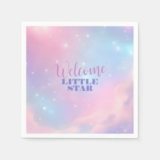 Serviette En Papier Ethereal Pastel Cosmic Clouds Pink Blue Starry (Devant)