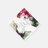 Serviette En Papier Ethérée Crimson et Sage Vert aquarelle (Coin)