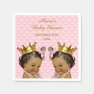 Serviette En Papier Ethnic Princess Twins Baby shower incliné