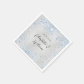 Serviette En Papier Étincelle bleu argenté mariage (Coin)