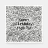 Serviette En Papier Étincelle de Parties scintillant en argent (Devant)